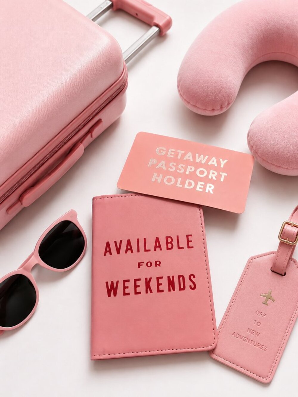 NWT Ban.do Available for Weekends Pink Passport Holder Cover Vegan Leather